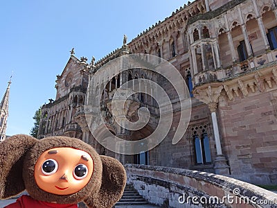 Trips through Spain with Cheburashka Editorial Stock Photo